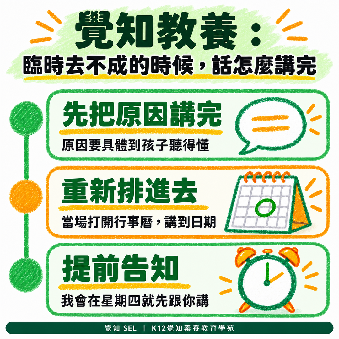 覺知教養：臨時去不成的時候，話怎麼講完